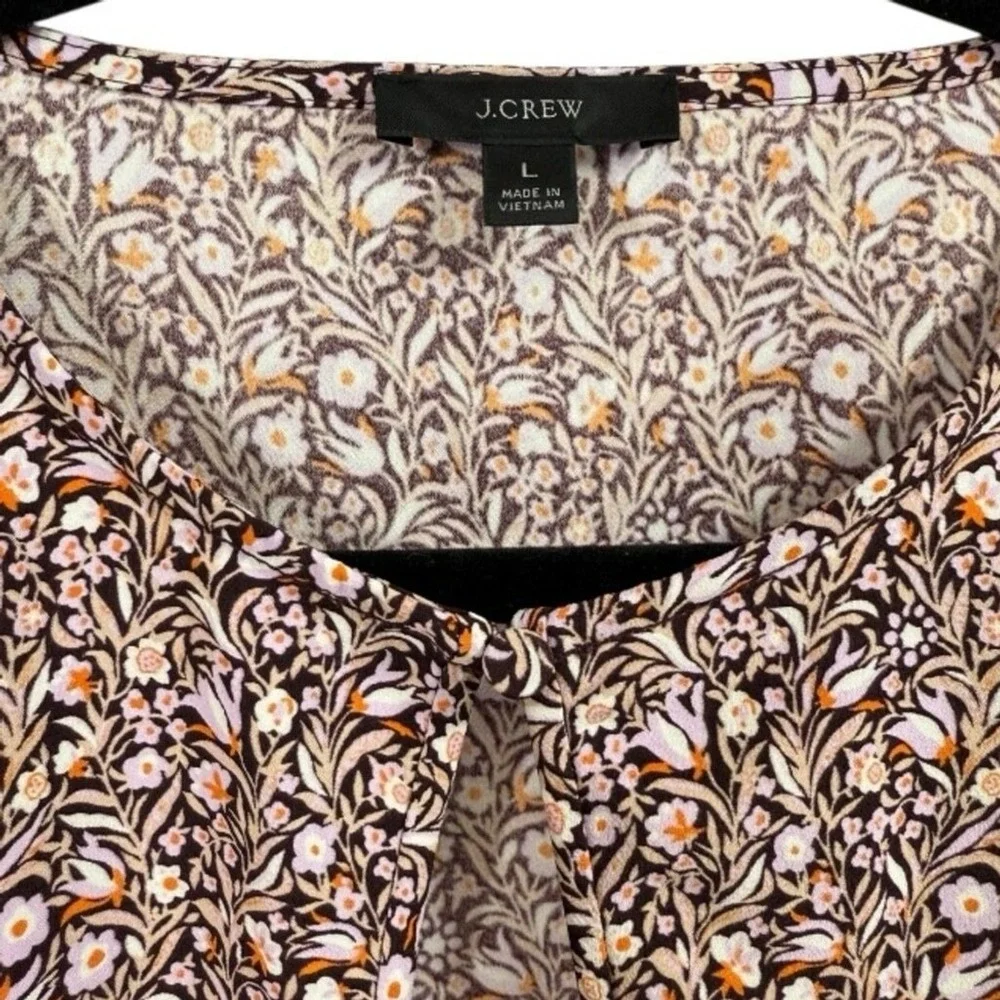 J. Crew Puff-sleeve Satin-back Crepe Top in‎ Floral Flourish L